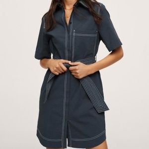 NWT Mango Contrast Stitch Shirt Dress
